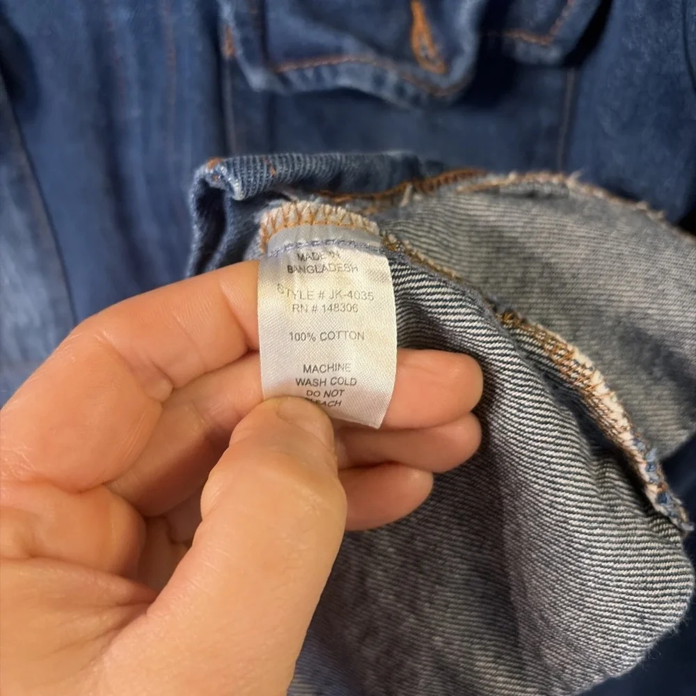 100% Cotton Blue Age Jeans Woman's XL Utility Jean Denim Chore Coat Zip Retro
